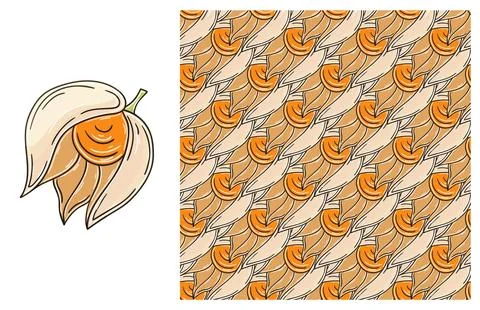 Seamless pattern for kitchen, restaurant or shop. Set in hand draw style Stock Illustration