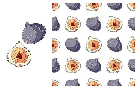Seamless pattern for kitchen, restaurant or shop. Set in hand draw style Stock Illustration