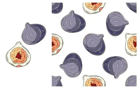 Seamless pattern for kitchen, restaurant or shop. Set in hand draw style Stock Illustration