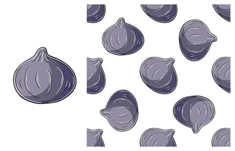 Seamless pattern for kitchen, restaurant or shop. Set in hand draw style Stock Illustration