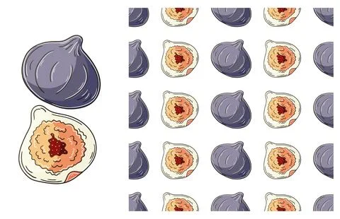 Seamless pattern for kitchen, restaurant or shop. Set in hand draw style Stock Illustration