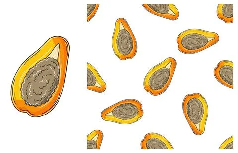 Seamless pattern for kitchen, restaurant or shop. Set in hand draw style Stock Illustration