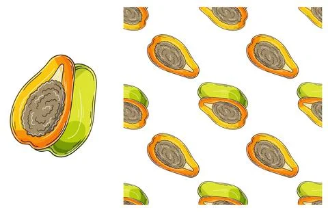 Seamless pattern for kitchen, restaurant or shop. Set in hand draw style Stock Illustration