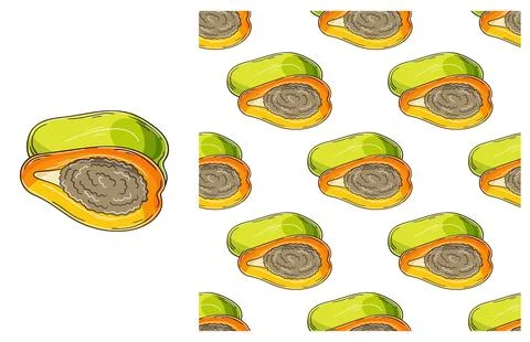 Seamless pattern for kitchen, restaurant or shop. Set in hand draw style Stock Illustration