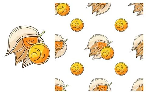 Seamless pattern for kitchen, restaurant or shop. Set in hand draw style Stock Illustration