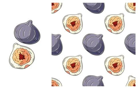 Seamless pattern for kitchen, restaurant or shop. Set in hand draw style Stock Illustration