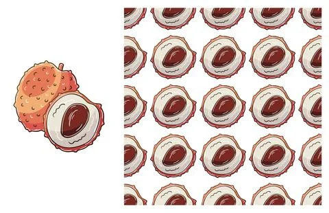 Seamless pattern for kitchen, restaurant or shop. Set in hand draw style Stock Illustration