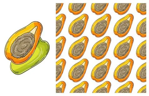 Seamless pattern for kitchen, restaurant or shop. Set in hand draw style Stock Illustration