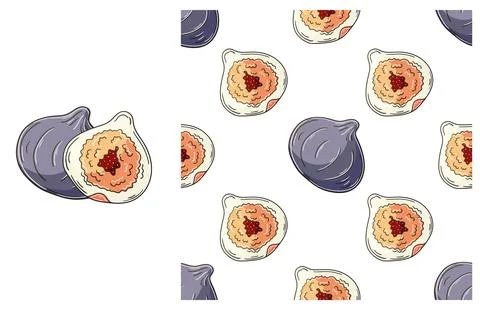Seamless pattern for kitchen, restaurant or shop. Set in hand draw style Stock Illustration