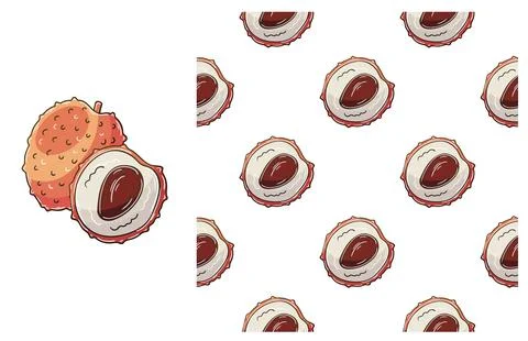 Seamless pattern for kitchen, restaurant or shop. Set in hand draw style Stock Illustration