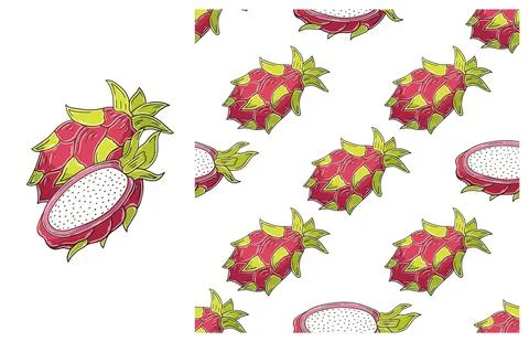 Seamless pattern for kitchen, restaurant or shop. Set in hand draw style Stock Illustration