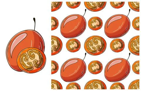 Seamless pattern for kitchen, restaurant or shop. Set in hand draw style Stock Illustration