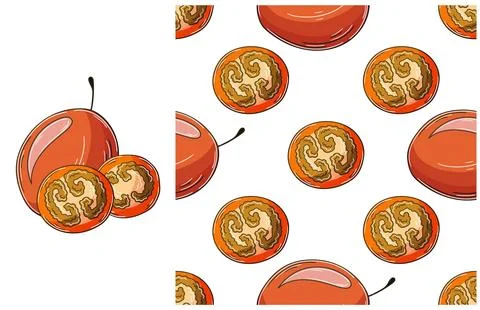 Seamless pattern for kitchen, restaurant or shop. Set in hand draw style Stock Illustration