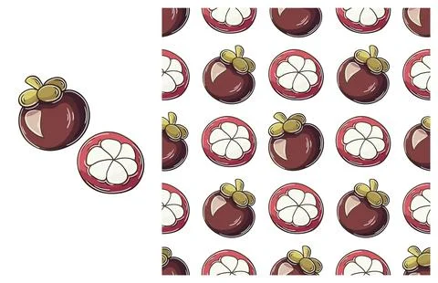 Seamless pattern for kitchen, restaurant or shop. Set in hand draw style Stock Illustration