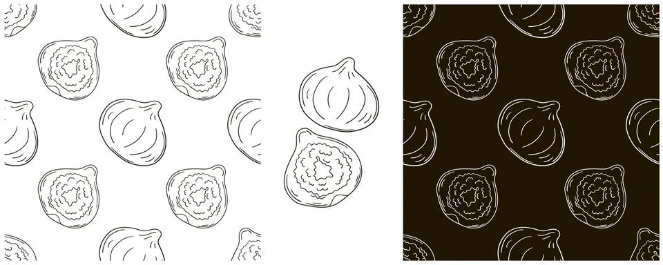 Seamless pattern for kitchen, restaurant or shop. Figs. Monochrome Set in han Illustrazione stock