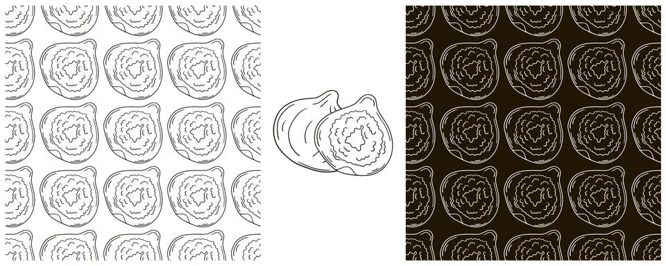 Seamless pattern for kitchen, restaurant or shop. Figs. Set in hand draw styl Stock Illustration