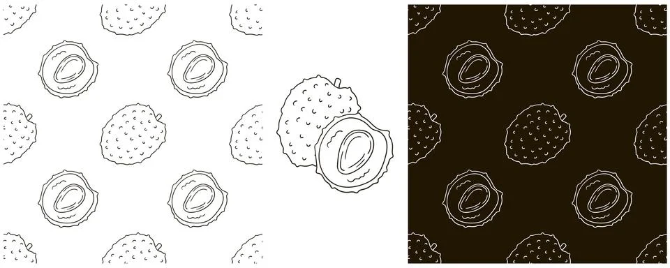 Seamless pattern for kitchen, restaurant or shop. Monochrome Set in hand draw Stock Illustration
