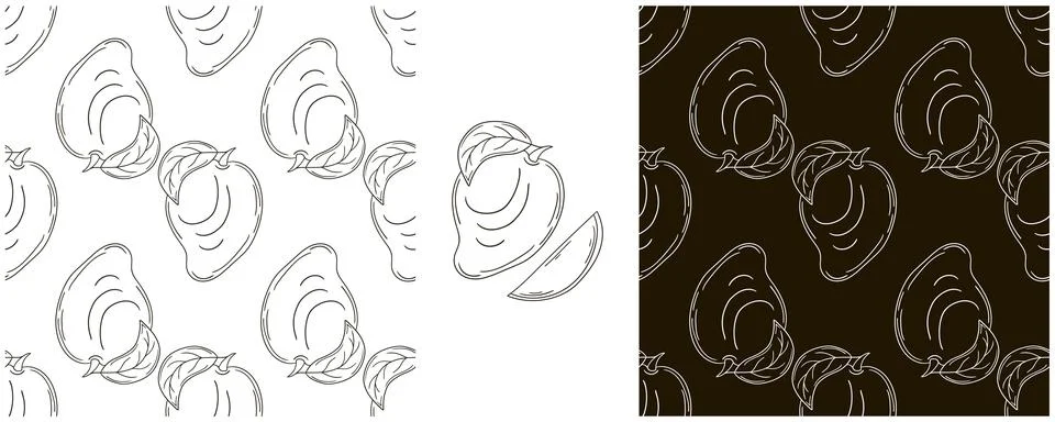 Seamless pattern for kitchen, restaurant or shop. Monochrome Set in hand draw Stock Illustration