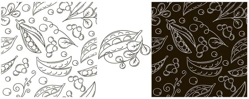 Seamless pattern for kitchen, restaurant or shop. Set in hand draw style. Pea Stock Illustration
