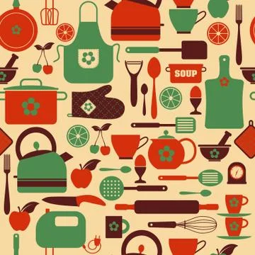 Seamless pattern kitchen tools. イラスト素材