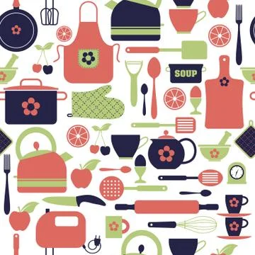 Seamless pattern kitchen tools. イラスト素材