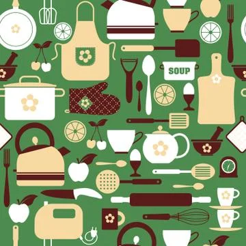 Seamless pattern kitchen tools. Stock Illustration