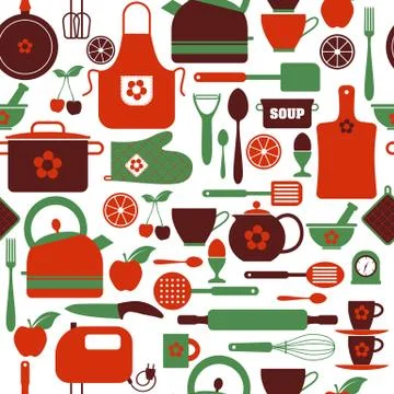 Seamless pattern kitchen tools. イラスト素材