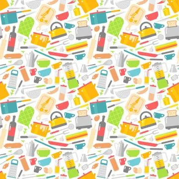 Seamless pattern with kitchen tools vector illustration Stock Illustration