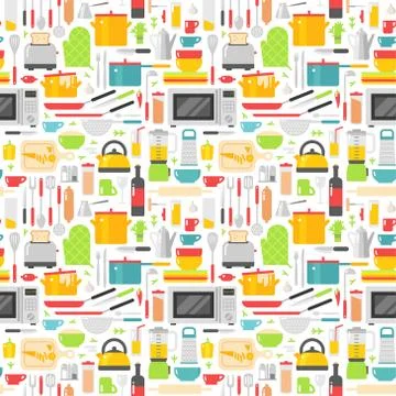 Seamless pattern with kitchen tools vector illustration Stock Illustration