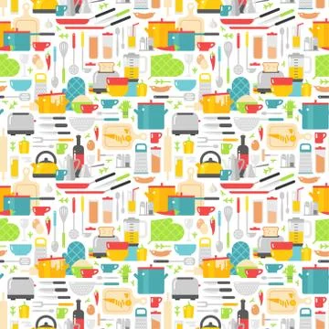 Seamless pattern with kitchen tools vector illustration Stock Illustration