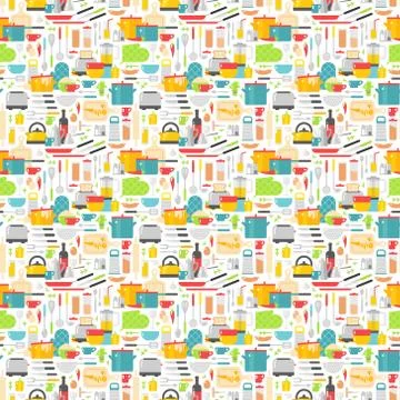 Seamless pattern with kitchen tools vector illustration Stock Illustration