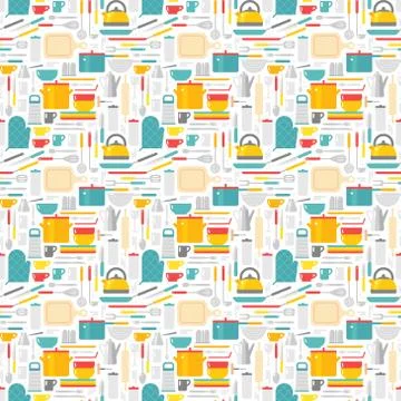Seamless pattern with kitchen tools vector illustration イラスト素材