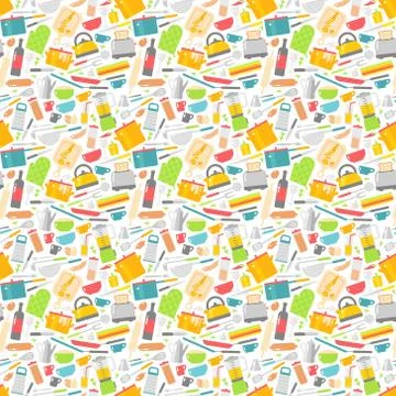 Seamless pattern with kitchen tools vector illustration Stock Illustration