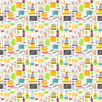 Seamless pattern with kitchen tools vector illustration イラスト素材