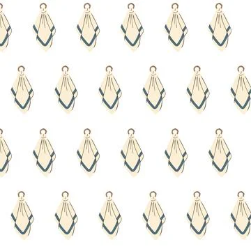 Seamless Pattern Kitchen Towel Hanging Loop Hand Drawn Beige Blue Vector Stock Illustration