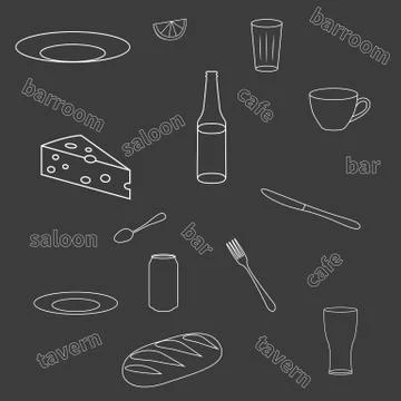 Seamless pattern of kitchen utensils Stock Illustration