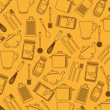 Seamless pattern kitchen utensils Stock Illustration