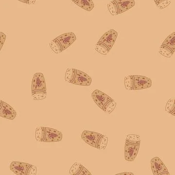 Seamless pattern kitchen wine cork bottle cartoon vector Stock Illustration