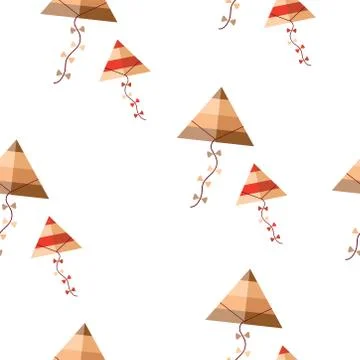 Seamless pattern with kites in brown and red colors vector Stock Illustration