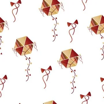 Seamless pattern with kites in red and brown colors vector Stock Illustration