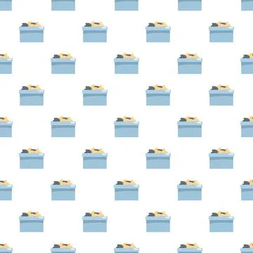Seamless pattern with kitten in a cardboard box Stock Illustration