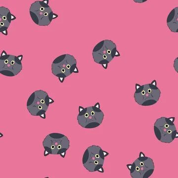 Seamless pattern kitten cat face cartoon vector Illustrazione stock
