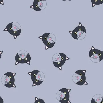 Seamless pattern kitty cat face cartoon vector Stockillustratie