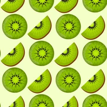Seamless pattern with kiwi in different angles Stock Illustration