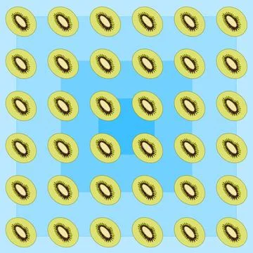 Seamless pattern of kiwi fruit slices on blue background Stock Illustration