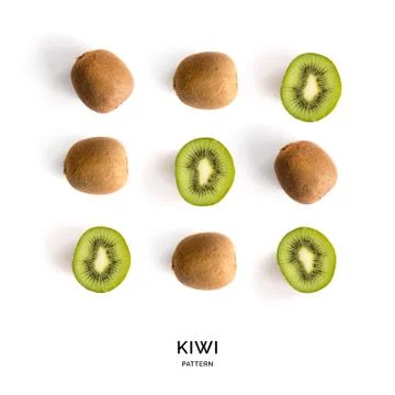 Seamless pattern with kiwi. Kiwi fruit on the white background. Stock Photos