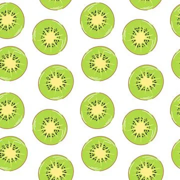 Seamless pattern with kiwi slices in flat style. Repeating tropical fruit Stock Illustration