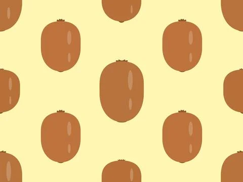 Seamless pattern with kiwi on a yellow background. Kiwi is a tropical fruit.. Stock Illustration