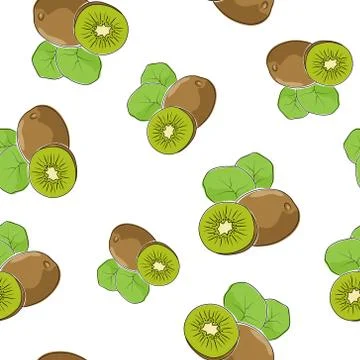 Seamless Pattern of  Kiwifruit Stock Illustration