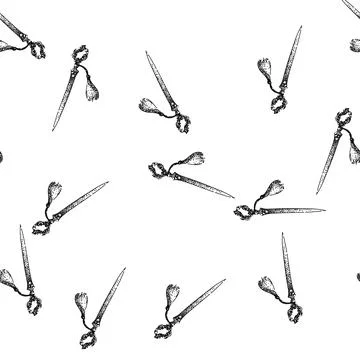 Seamless pattern knife letter opener sketch hand drawn Stock Illustration